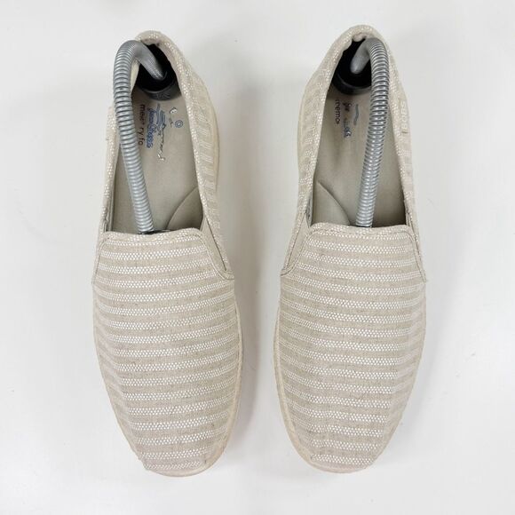Bobs by Skechers Striped Canvas Espadrille Wedge Slip On Shoes Tan 8.5 - Picture 4 of 11